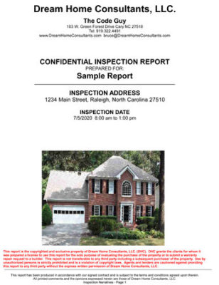Inspection Report Comments Front Page